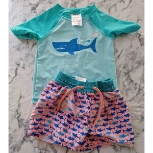 Floatimini Boys 12 Months Swim Set Trunks & Shirt Shark
